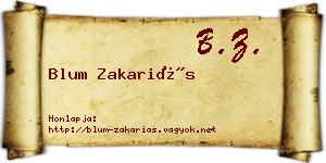 Blum Zakariás névjegykártya
